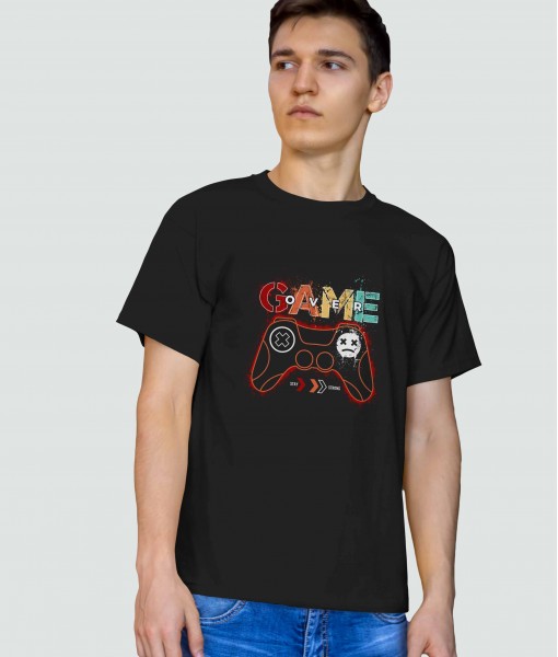 Мъжка тениска с щампа Текст и надписи GAME OVER 1